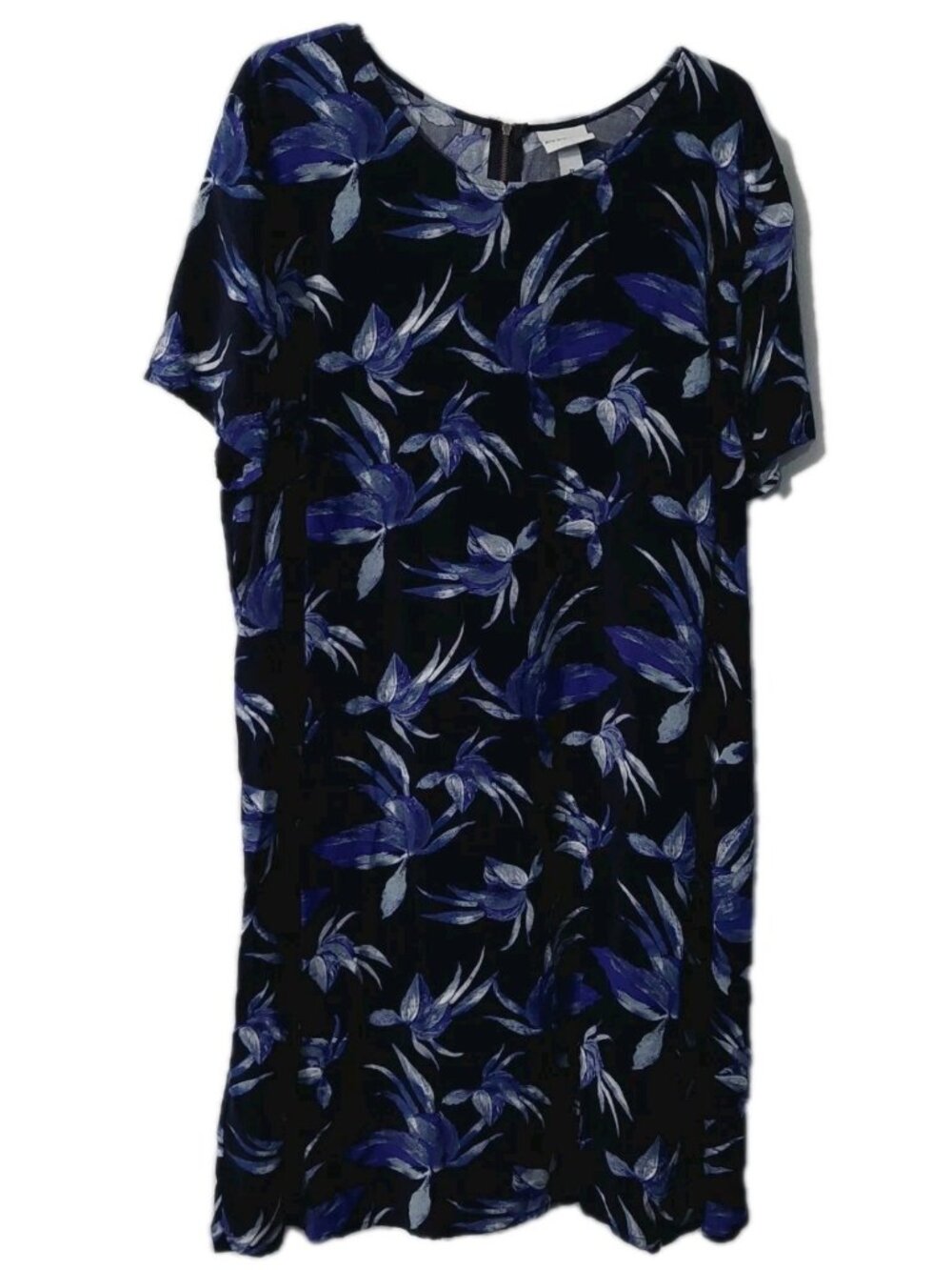 Ava & Viv Womens Dress Size 2X Black Blue Floral Zipper Length 41"